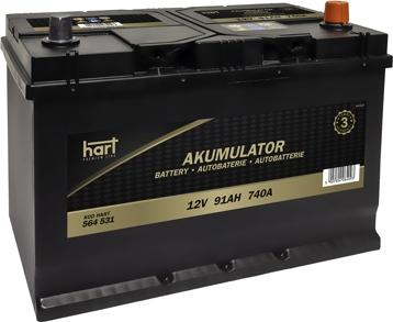Hart 564 531 - Стартерная аккумуляторная батарея, АКБ autosila-amz.com