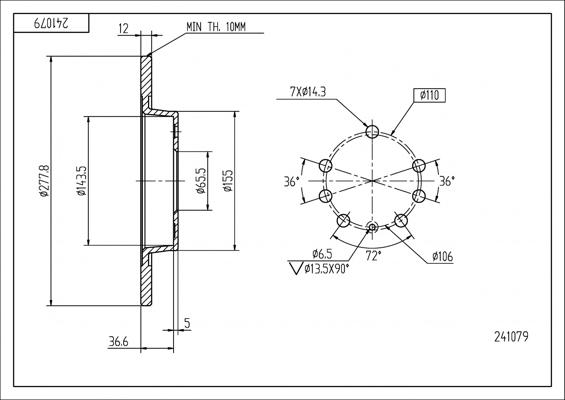 Hart 241 079 - Тормозной диск autosila-amz.com