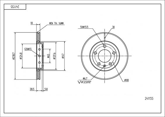 Hart 241 155 - Тормозной диск autosila-amz.com