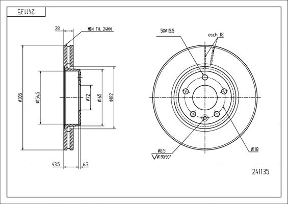 Hart 241 135 - Тормозной диск autosila-amz.com