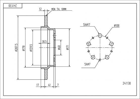 Hart 241 130 - Тормозной диск autosila-amz.com