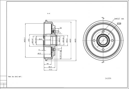 Hart 242 259 - Тормозной барабан autosila-amz.com