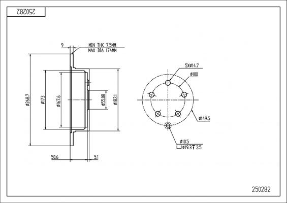 Hart 250 282 - Тормозной диск autosila-amz.com