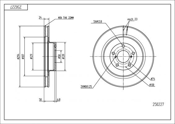 Hart 250 227 - Тормозной диск autosila-amz.com