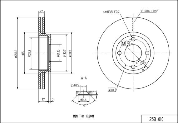 Hart 258 010 - Тормозной диск autosila-amz.com