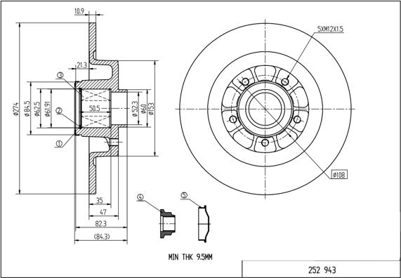 Hart 252 943 - Тормозной диск autosila-amz.com