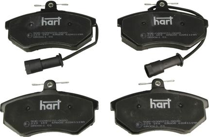 Hart 219 149 - Тормозные колодки, дисковые, комплект autosila-amz.com