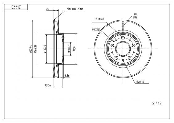 Hart 214 431 - Тормозной диск autosila-amz.com