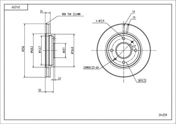 Hart 214 259 - Тормозной диск autosila-amz.com