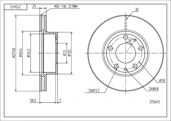 Hart 215 645 - Тормозной диск autosila-amz.com