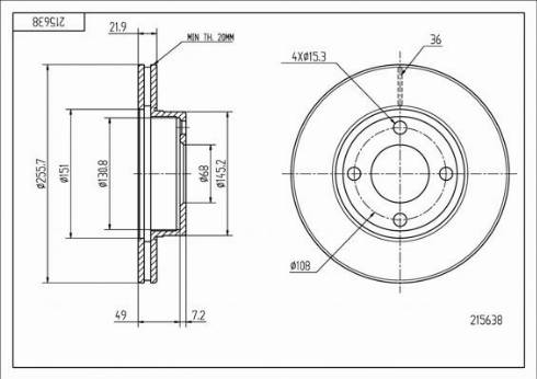 Hart 215 638 - Тормозной диск autosila-amz.com