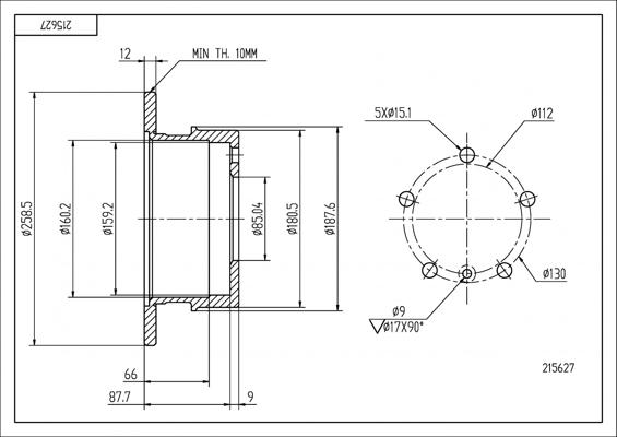 Hart 215 627 - Тормозной диск autosila-amz.com