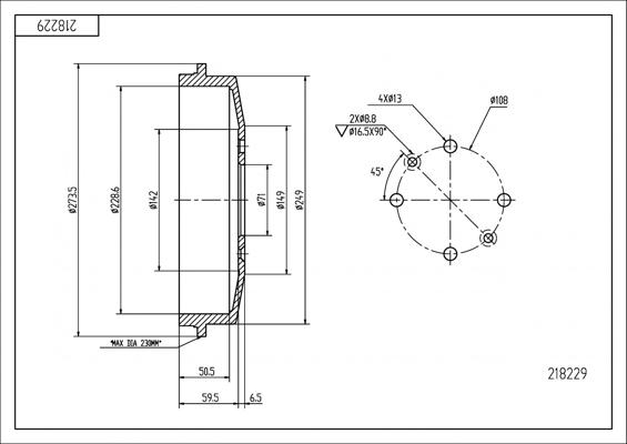 Hart 218 229 - Тормозной барабан autosila-amz.com