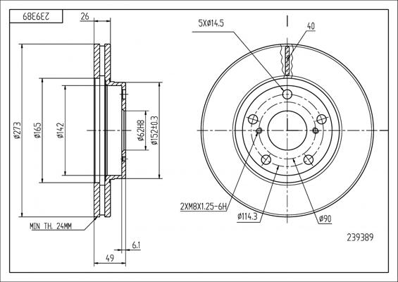 Hart 239 389 - Тормозной диск autosila-amz.com