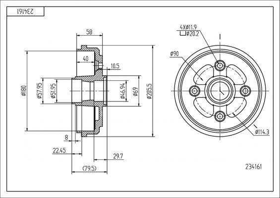 Hart 234 161 - Тормозной барабан autosila-amz.com