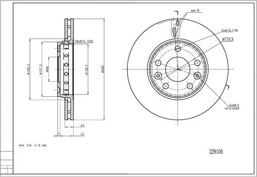 Hart 229 105 - Тормозной диск autosila-amz.com