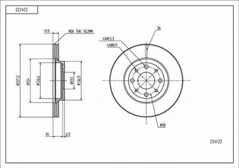 Hart 224 122 - Тормозной диск autosila-amz.com