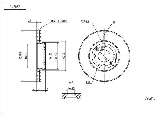 Hart 220 845 - Тормозной диск autosila-amz.com