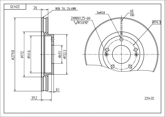 Hart 221 435 - Тормозной диск autosila-amz.com