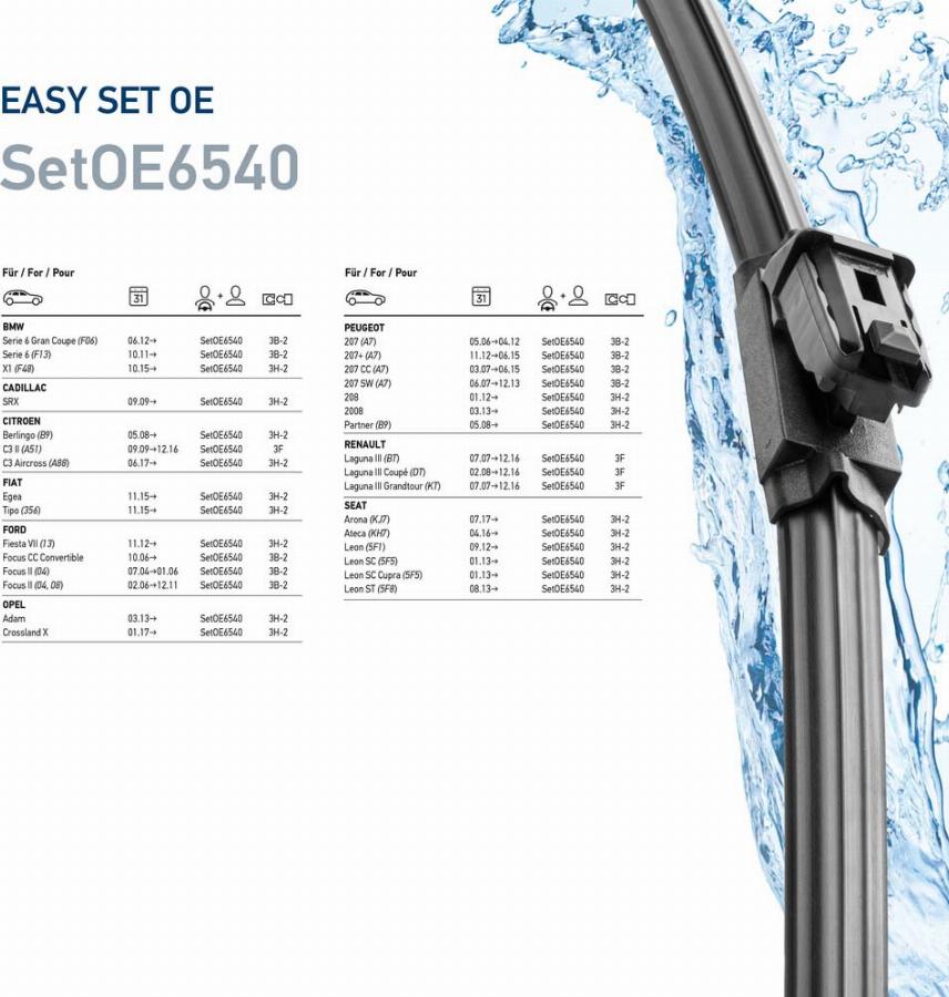 HELLA 9XW 358 164-111 - Комплект щеток стеклоочистителя EasySet SetOE6540 650мм/400мм autosila-amz.com