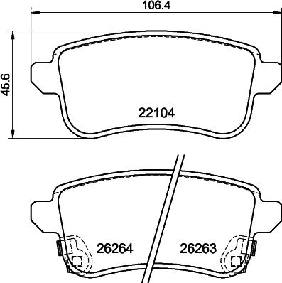 HELLA 8DB 355 040-811 - Тормозные колодки, дисковые, комплект autosila-amz.com