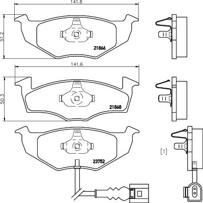 HELLA 8DB 355 009-801 - Тормозные колодки, дисковые, комплект autosila-amz.com