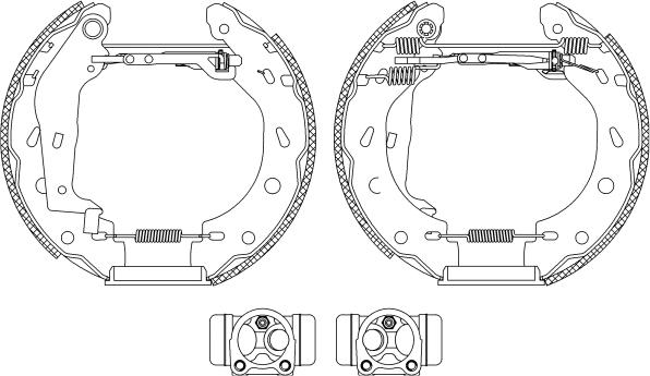 HELLA 8DB 355 004-801 - Комплект тормозных колодок, барабанные autosila-amz.com