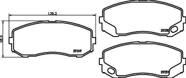 HELLA 8DB 355 005-581 - Тормозные колодки, дисковые, комплект autosila-amz.com