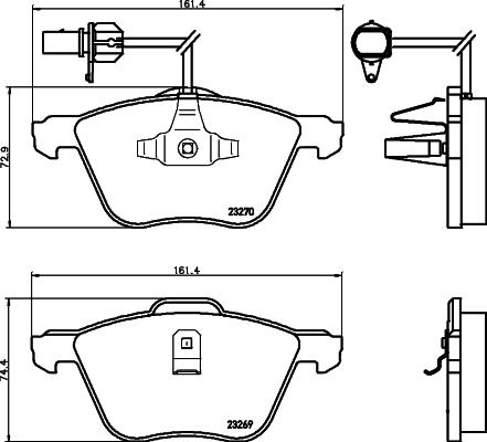 HELLA 8DB 355 008-921 - Тормозные колодки, дисковые, комплект autosila-amz.com