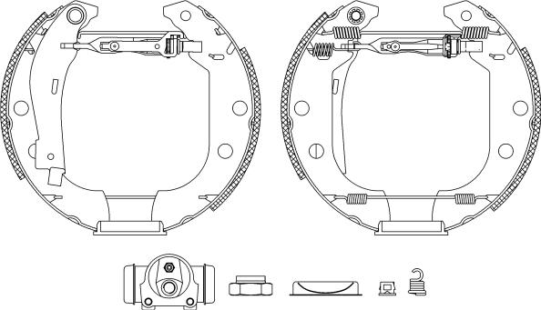 HELLA 8DB 355 003-951 - Комплект тормозных колодок, барабанные autosila-amz.com