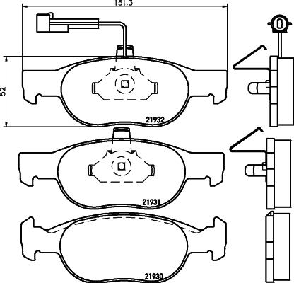 HELLA 8DB 355 007-921 - Тормозные колодки, дисковые, комплект autosila-amz.com