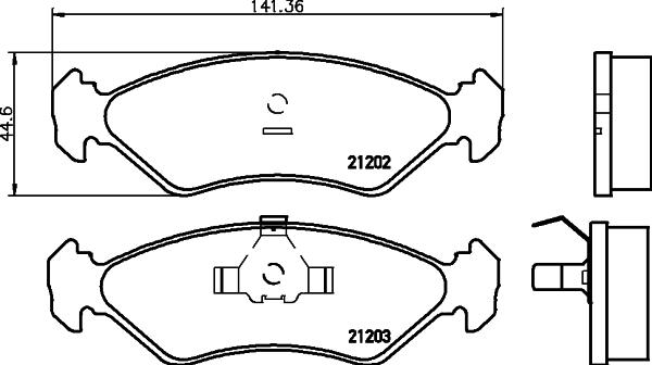 HELLA 8DB 355 007-391 - Тормозные колодки, дисковые, комплект autosila-amz.com