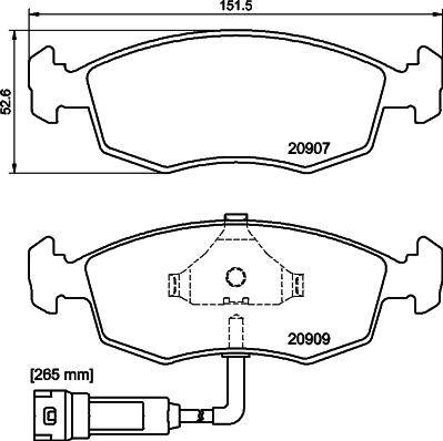 HELLA 8DB 355 007-341 - Тормозные колодки, дисковые, комплект autosila-amz.com