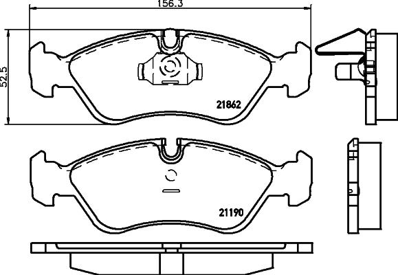 HELLA 8DB 355 007-761 - Колодки тормоз. , , 21862 18.3 21190 т.с. перед. дисковые, комплект autosila-amz.com