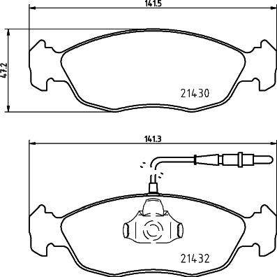 HELLA 8DB 355 007-711 - Тормозные колодки, дисковые, комплект autosila-amz.com