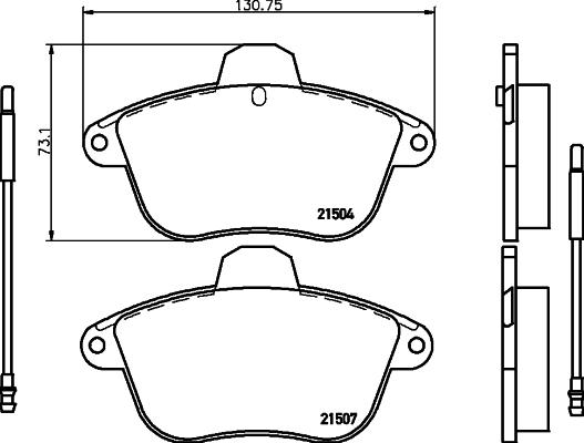 HELLA 8DB 355 019-081 - Тормозные колодки, дисковые, комплект autosila-amz.com