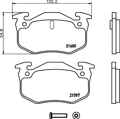 HELLA 8DB 355 019-221 - Тормозные колодки, дисковые, комплект autosila-amz.com