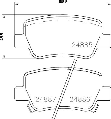 HELLA 8DB 355 014-641 - Комплект тормозных колодок, дисковый тормоз TOYOTA AVENSIS Station Wagon (T27), AVENSIS notchback (T27) autosila-amz.com