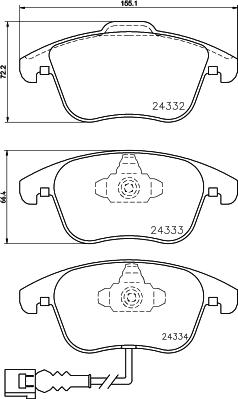 HELLA 8DB 355 014-031 - Тормозные колодки, дисковые, комплект autosila-amz.com