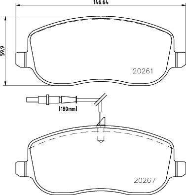 HELLA 8DB 355 010-501 - Тормозные колодки, дисковые, комплект autosila-amz.com