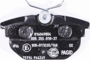 HELLA 8DB 355 018-371 - Тормозные колодки, дисковые, комплект autosila-amz.com