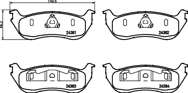 HELLA 8DB 355 012-481 - Тормозные колодки, дисковые, комплект autosila-amz.com