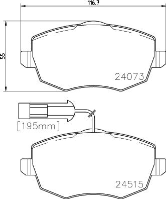 HELLA 8DB 355 012-851 - Тормозные колодки, дисковые, комплект autosila-amz.com