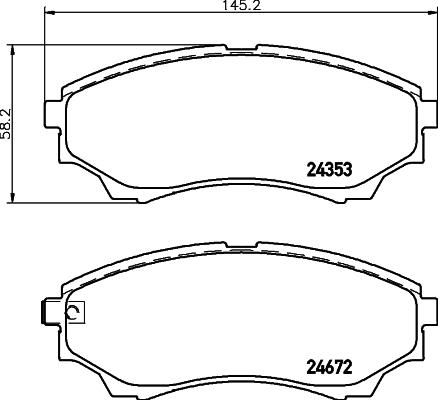 HELLA 8DB 355 012-381 - Тормозные колодки, дисковые, комплект autosila-amz.com