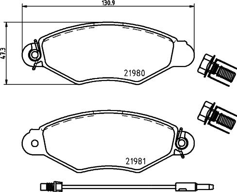 HELLA 8DB 355 019-301 - Тормозные колодки, дисковые, комплект autosila-amz.com