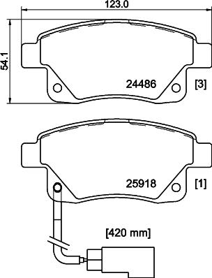 HELLA 8DB 355 012-781 - Тормозные колодки, дисковые, комплект autosila-amz.com