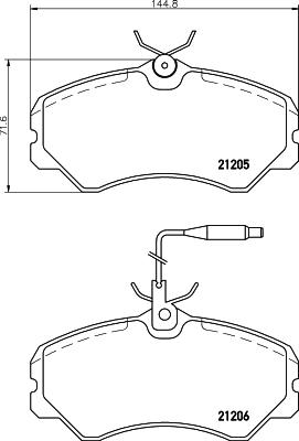 HELLA 8DB 355 017-841 - Тормозные колодки, дисковые, комплект autosila-amz.com