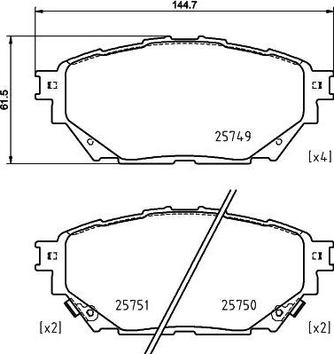 HELLA 8DB 355 039-471 - Тормозные колодки, дисковые, комплект autosila-amz.com