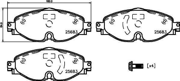 HELLA 8DB 355 031-951 - Тормозные колодки, дисковые, комплект autosila-amz.com