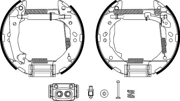 HELLA 8DB 355 038-171 - Комплект тормозных колодок, барабанные autosila-amz.com